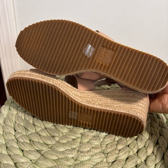 EILEEN FISHER Wali Latte Tan Nubuck Strappy Espadrille Wedge Sandals - Picture 8 of 8